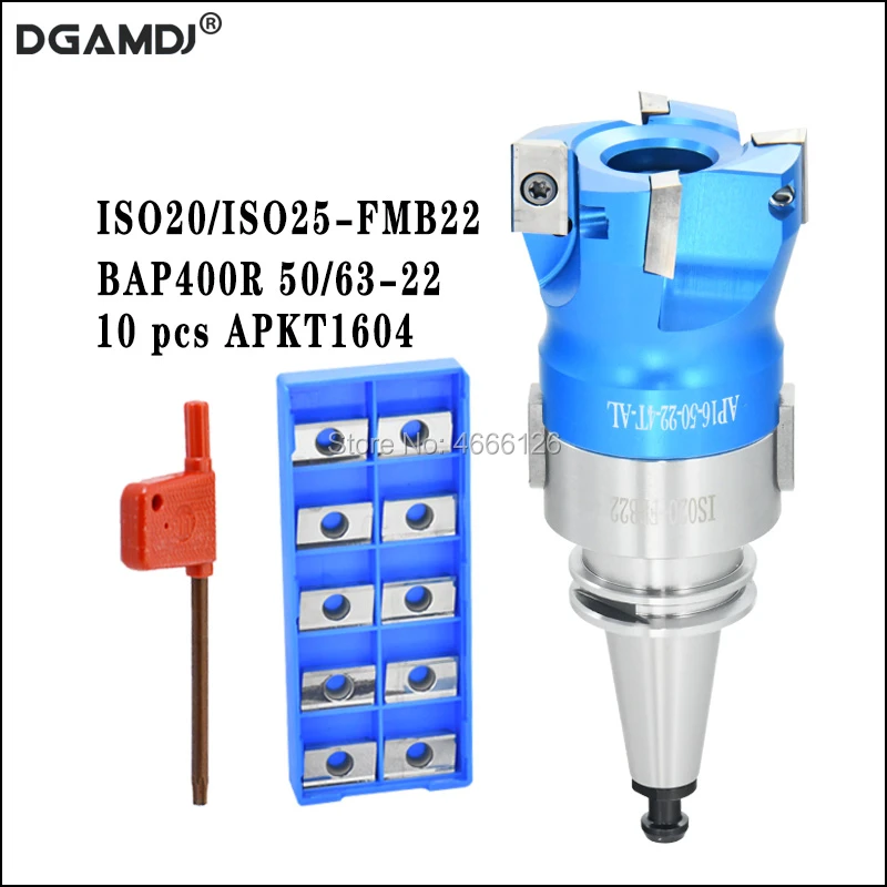 1 set of ISO20 ISO25 FMB22 45L tool holder + BAP400R50 / 63-22-4T face milling cutter head + 10slice of APKT1604 carbide blade hand pipe bender Machine Tools & Accessories