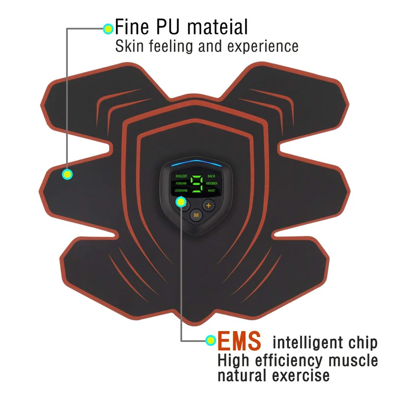 Перезаряжаемый EMS стимулятор мышц брюшной тонизирующий пояс ABS тонер тренажер для мышц тела фитнес-тренировка для похудения тела с коробкой