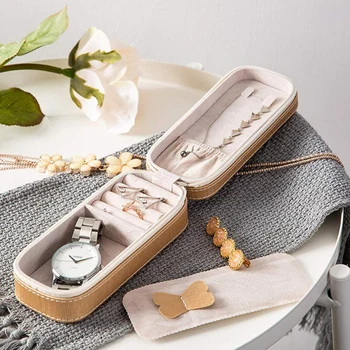 

Simple Zipper Type Jewelry Box European Style Travel Portable Ladies Jewelry Storage Box For Necklaces Bracelets Earrings 2020