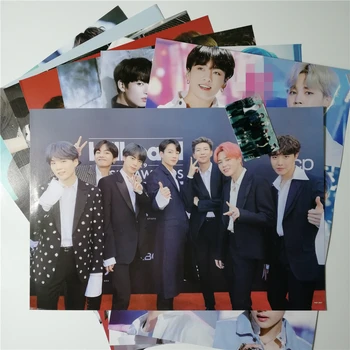 

8*(42x29cm) Bangtan Boys around Posters Wall Stickers Gift KPOP dropshipping posters Jung Kook V SUGA JIMIN RM JIN