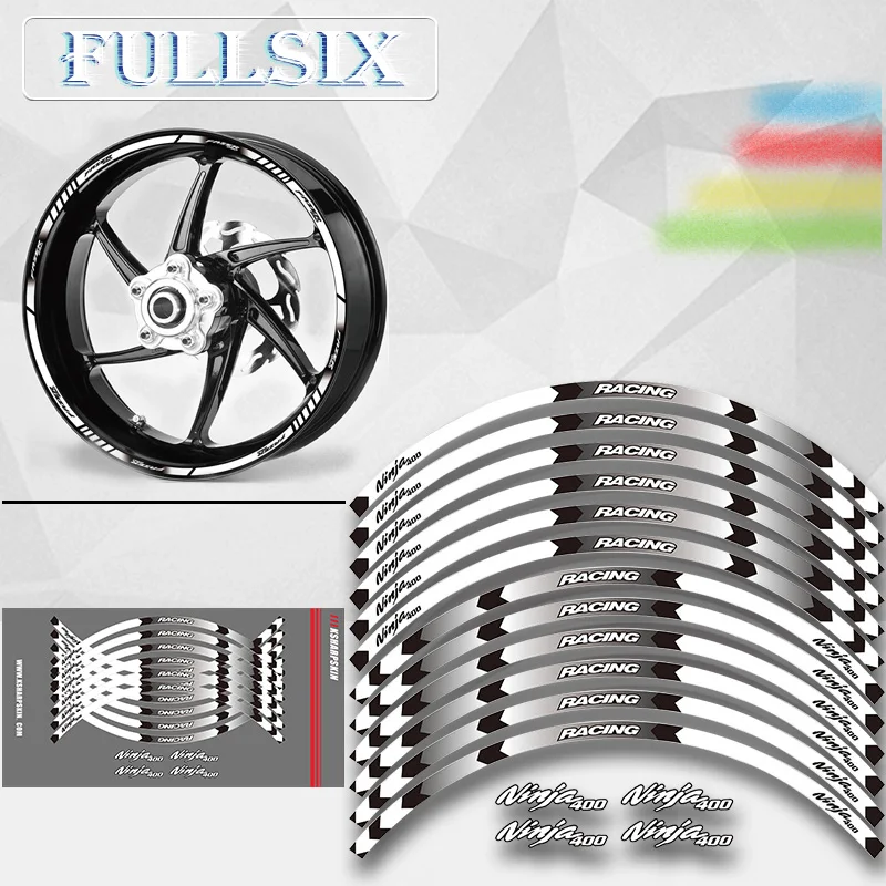 

Hot sell Motorcycle front&Rear Edge Outer Rim Sticker 17inch Wheel Decals Reflective waterproof stickers For Kawasaki ninja 400