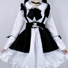 Tenue de demoiselle d'honneur pour femmes, robe Lolita CuteAnime, tablier noir et blanc, robe de demoiselle d'honneur, uniforme pour hommes, Costume de café Mucama