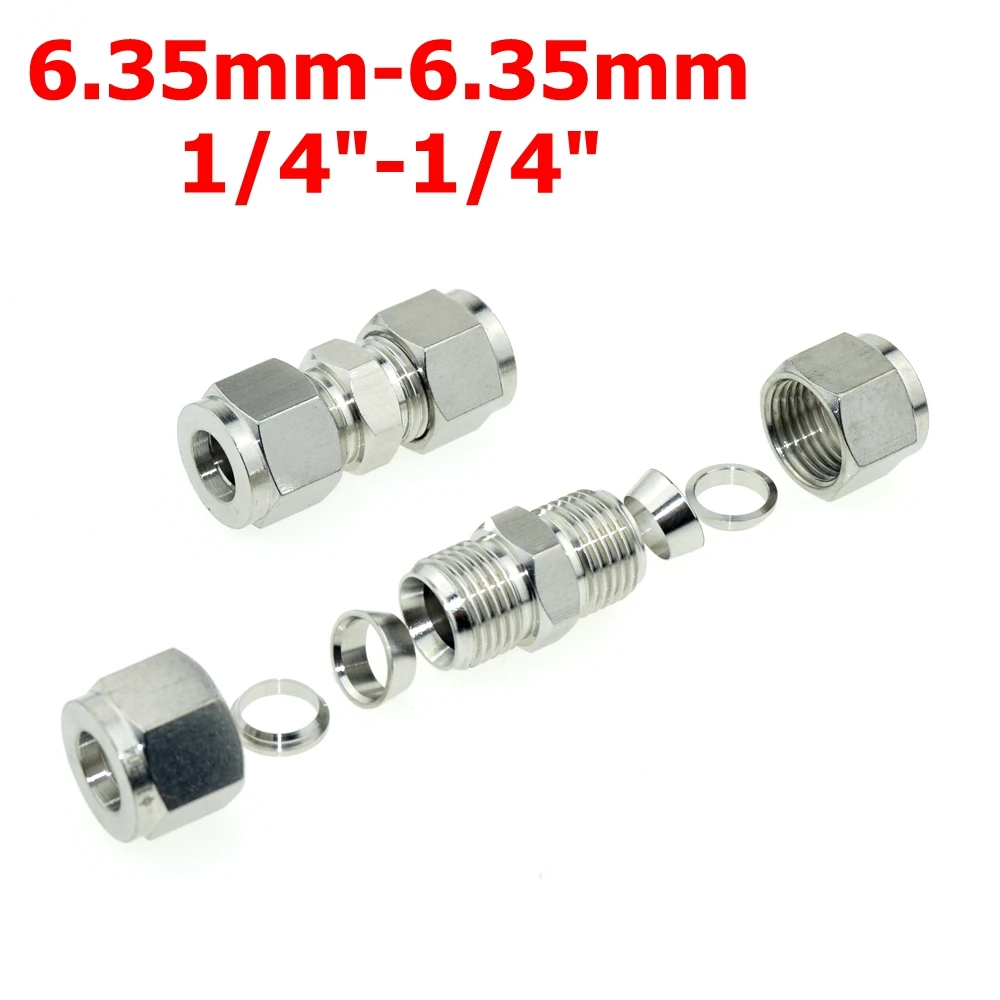 2 шт. 1/4 &quot-1/4&quot OD (6 35 мм-6 мм) двойной наконечник трубы прямой Компрессионный