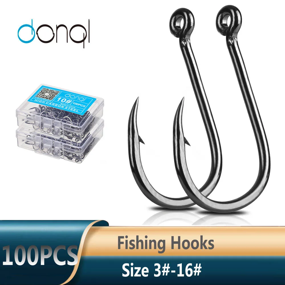 DONQL 100pcs Single Circle Fishing Hooks Carbon Steel 3#-16# Fishhook Set Barbed Carp High Quality | Спорт и развлечения