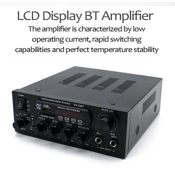 

Digital Audio Player BT Power Amplifier LCD Display BT Amplifier Home Theater 20Wx2 Amp Speaker with Remote Control for Car Home