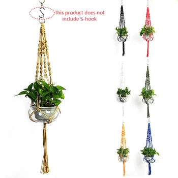 

Hand Knitting Natural Cordage Plant Hanger Basket Flower Pot Hanging Rope Holder String Wall Home Garden Balcony Decor