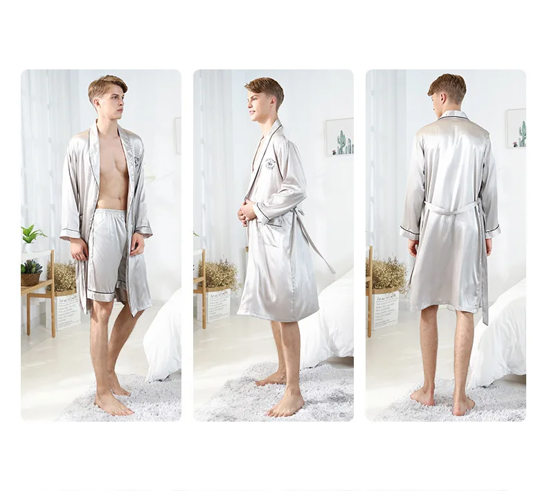 Men's pyjamas spring and summer single shorts pajama pants home wear Imitation silk pyjamas