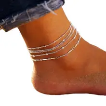  5Pcs/Set Women Beads Charm Chain Ankle Bracelet Beaded Bohemian Anklet For Women Barefoot Sandals Foot Leg Bracelet Jewelry Gift 