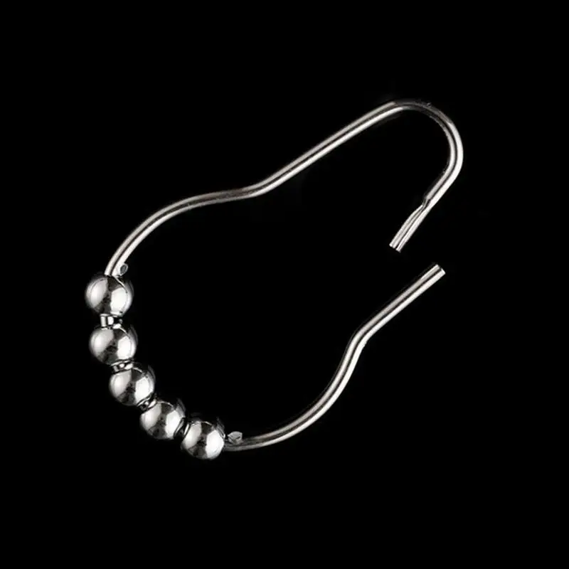 6Pcs/Set Metal Stainless Steel Shower Bathroom Curtain Room Curtain Rings Hooks Buckles Window Glide Accessories W5O8