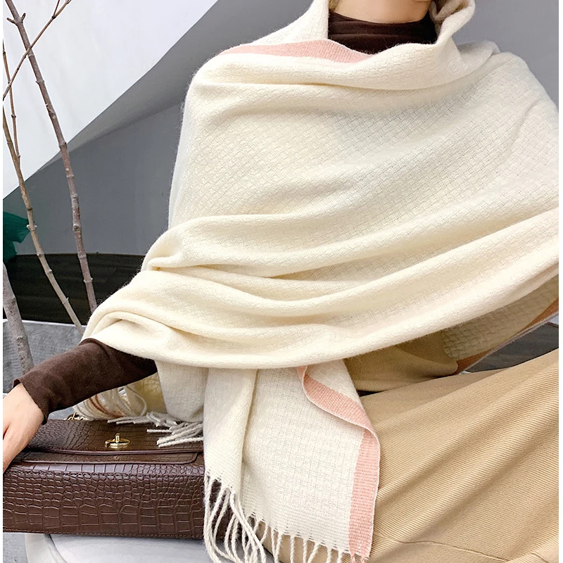 

Fashion Cashmere Scarf for Women Shawls and Wraps Solid Colors Pashmina Poncho Neck Scarfs Female Long Stole Scarves For Ladies