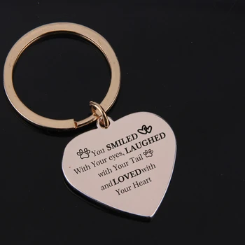 

FLYANGEL New Style Keychain Heart Keyring Engraved Your Smiled With Your Eyes Laughed With Your Tail For Pet Lover Memorial Gift