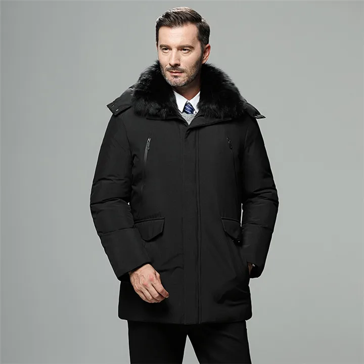 Aismz мужские зимние куртки, толстая теплая куртка на 90% белом утином пуху, зимнее пальто для русской зимы, мужские водонепроницаемые ветровки, пальто - Цвет: 1706 black