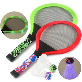 

Family Entertainment Outdoor Night Light LED Badminton Racket Sets Children Glow Badminton Racket Racquet Square Game