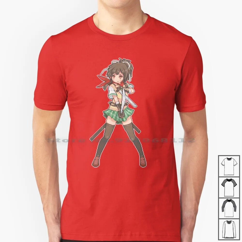 Pixel Art Anime Girl T Shirt 100% Cotton Pixel Art Senran Kagura Asuka  Japanese Manga Video Game Kawaii Girl Cute Anime Girl - AliExpress