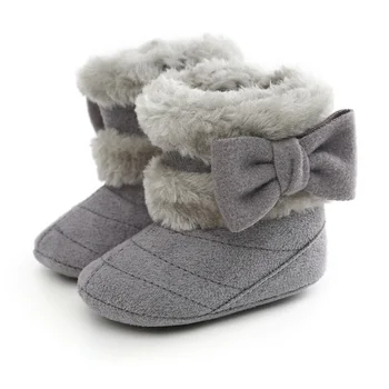 

Toddler Autumn Winter First walker Boots Big Butterfly Knot Boots Toddler Soft Soled Super Keep Warm Anti-slip Baby Boots
