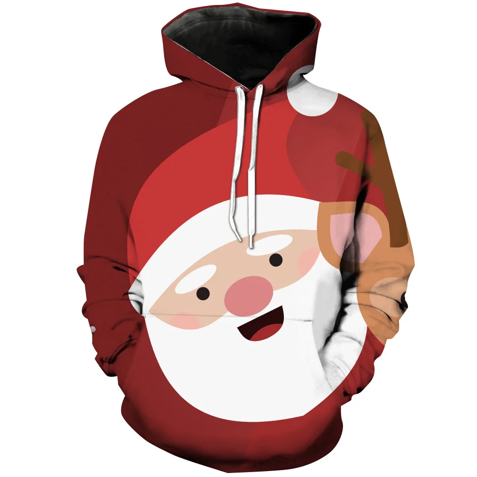 

3d digital printing men's jackets European and American men's hoodies Christmas pattern S-4xl