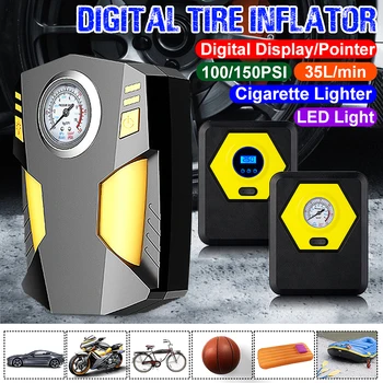 

150W 100PSI Car Tire Inflatable Pump With LED illumination Auto Air Compressor for Car Wheel Tires Electric DC 12V Tyre Inflator