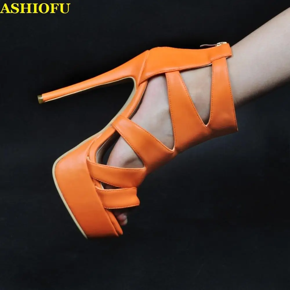 

ASHIOFU Hot Sale Real Photos Women's High Heel Sandals Sexy Platform Party Summer Shoes Peep-toe Evening Club Fashion Sandals