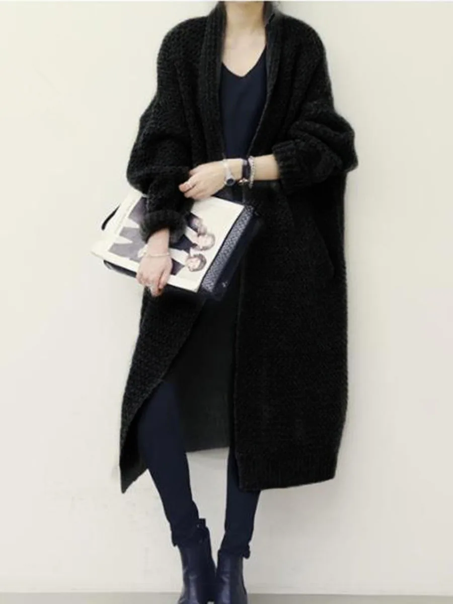 Women Sweaters Casual Elegant OL Plus Size Loose Cardigan Thick Lapel Solid Female Spring Warm Vintage Wool Tops Long Knitwear Women Sweaters Casual Elegant OL Plus Size Loose Cardigan Thick Lapel Solid Female Spring Warm Vintage Wool Tops Long Knitwear