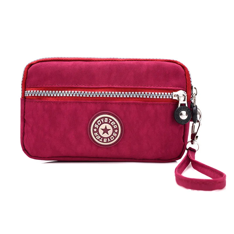 Стильный клатч универсальная Водонепроницаемая нейлоновая сумка с двойной подкладкой на молнии для мобильного телефона женская сумка-клатч в Корейском стиле