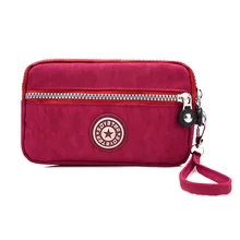 Стильный клатч универсальная Водонепроницаемая нейлоновая сумка с двойной подкладкой на молнии для мобильного телефона женская сумка-клатч в Корейском стиле