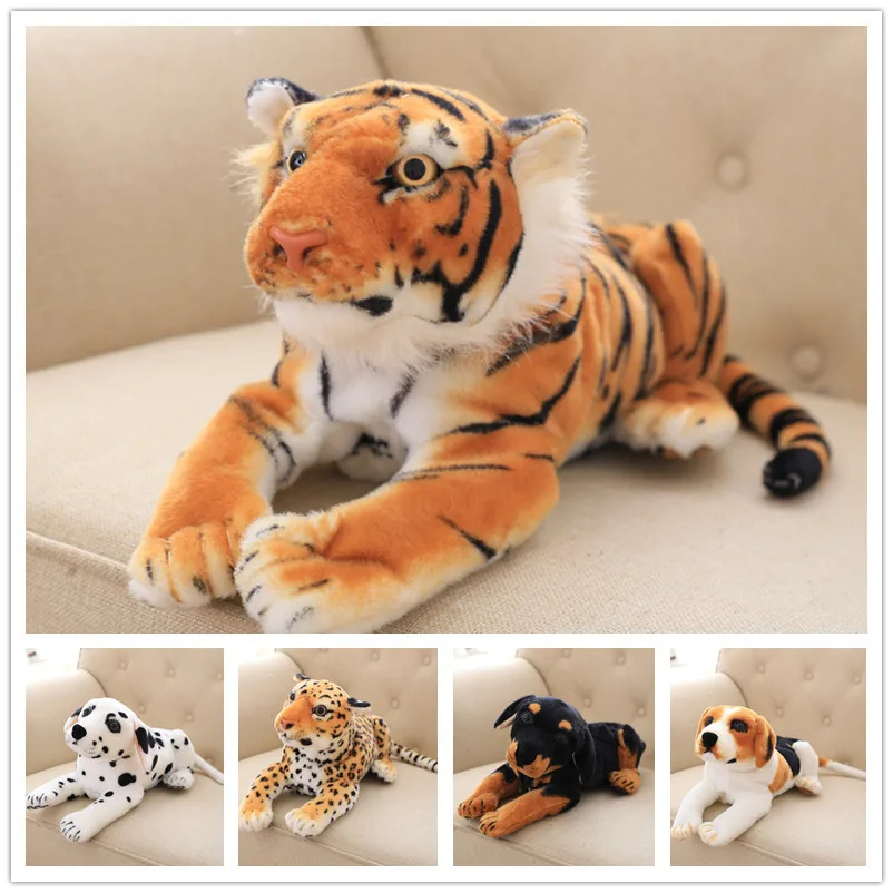 

2020 New Lovely 1pc 45cm Lifelike Soft Spotty Dog Leopard Siberian Tiger Plush Stuffed Doll Simulation Animal Toys AP