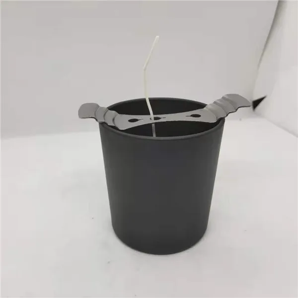 DIY чашки для свечей с 3 шт. 12 см свечи фитили+ 1 шт. Железный фиксатор глянцевые и матовые стеклянные чашки DIY принадлежности для изготовления свечей - Цвет: Frosted Black 8-7cm