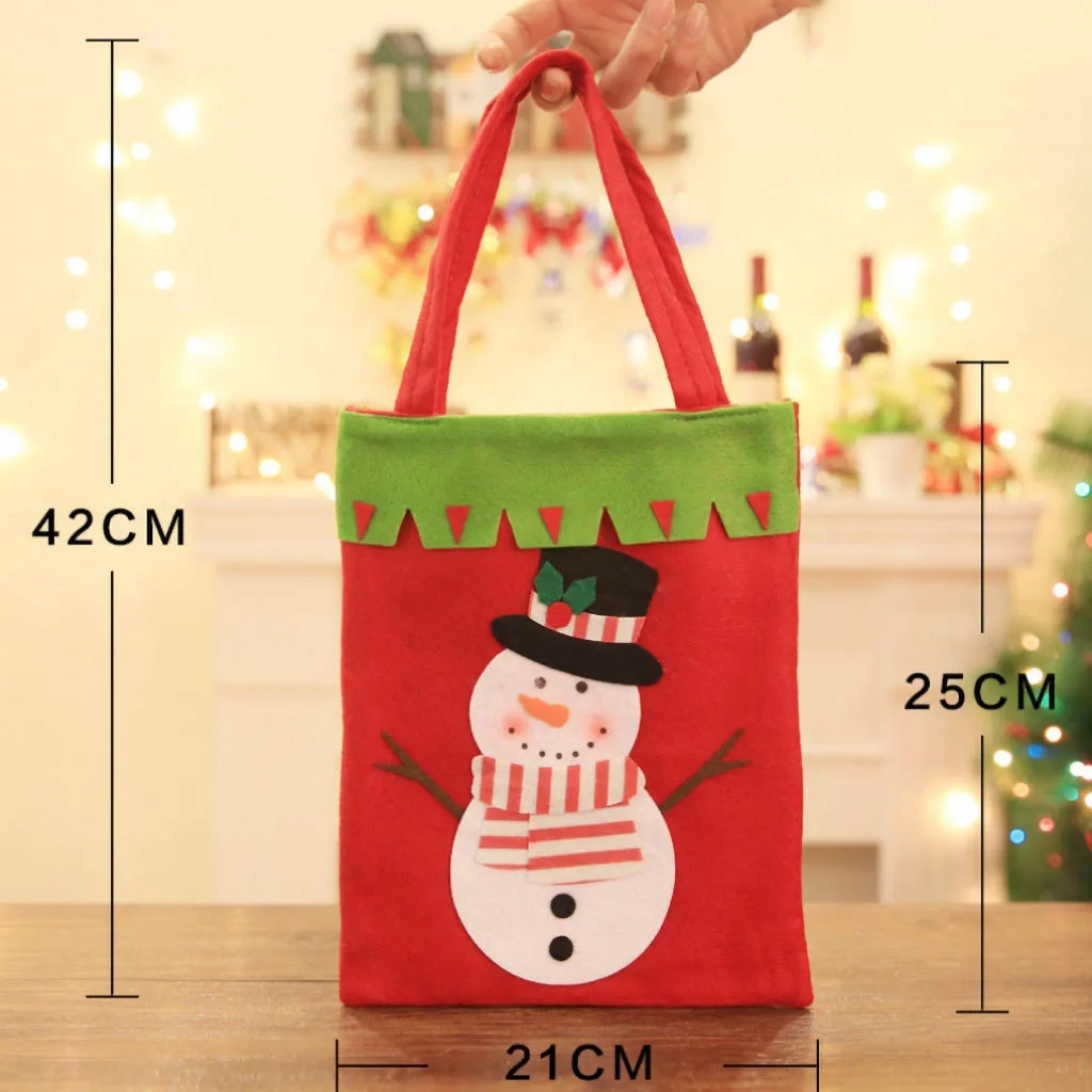 Большая Рождественская сумка Красный мультфильм старый человек Снеговик конфеты Tote ребенок подарок ткань холщовые сумки многоразовые