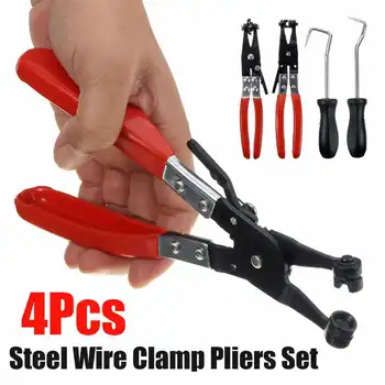 

4PCS Steel Wire Clamp Pliers Set Auto Repair Tools Cable Type Clamp Banding Install Tool for Tire Repair Clamp Removal Plier