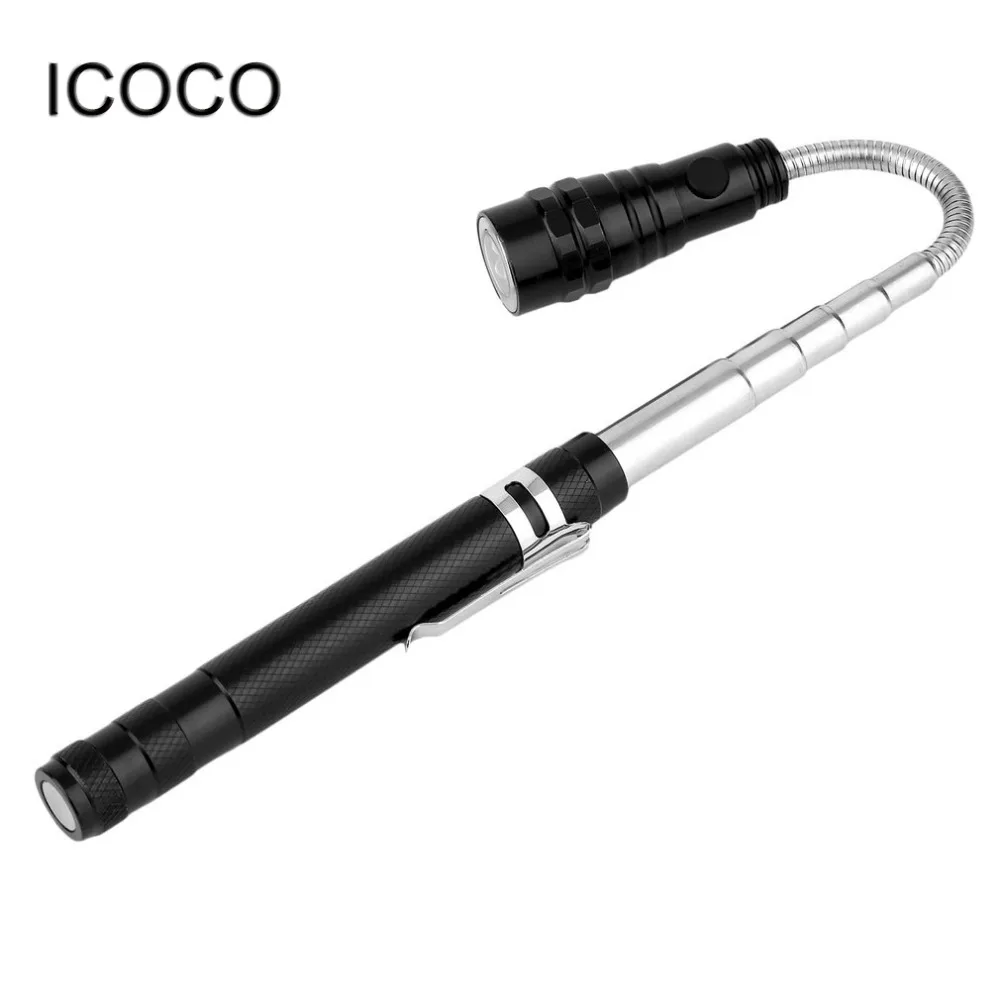 

ICOCO HOT 360 Degree Flexible LED Flashlight Magnetized Head Telescopic 3 LED Torch Flashlight Magnetic Pick Up Tool Lamp Light