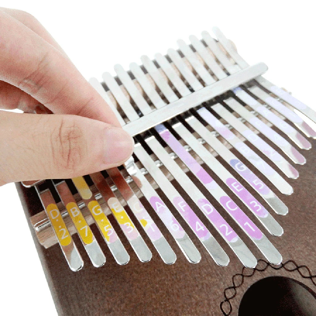 African 17 Keys Kalimba Scale Key Sticker Thumb Piano Note Sticker Music Supplies for Music Lovers Beginner Learner Kit
