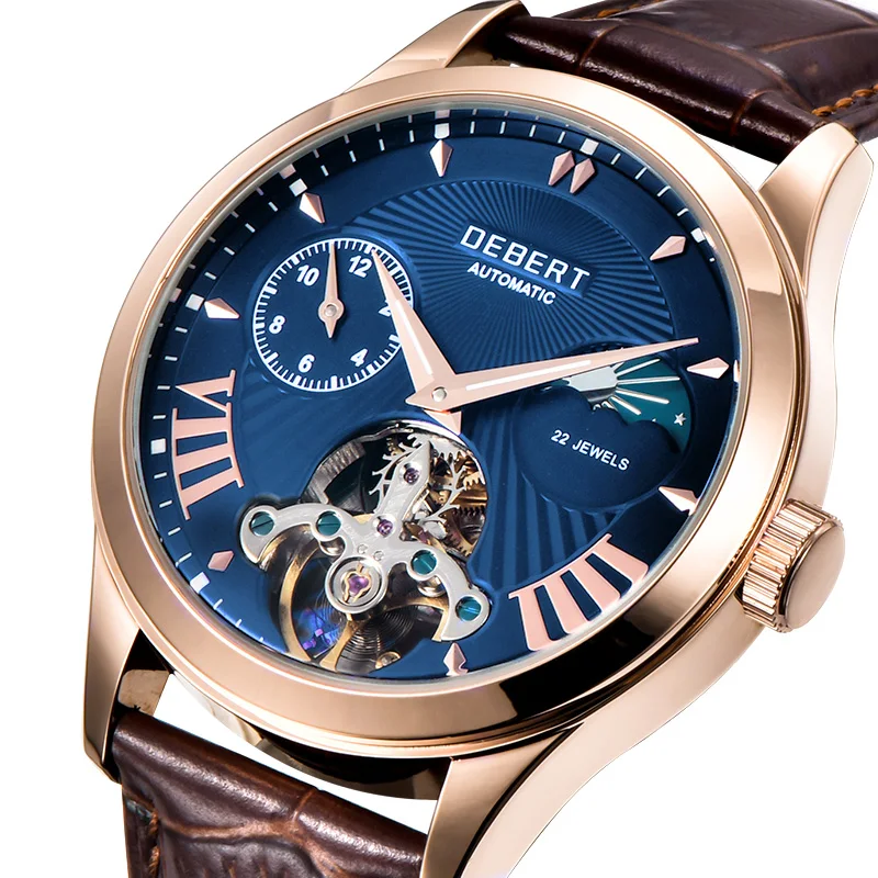 Tourbillon moon phase автоматические механические мужские часы 41 мм Топ люксовый бренд мужские наручные часы Классический стальной чехол кожаные часы