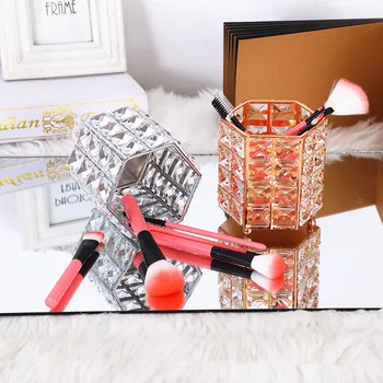 

Hexagonal Crystal Makeup Brush Pen Storage Holder Cosmetics Container Home Desktop Decorative Ornament