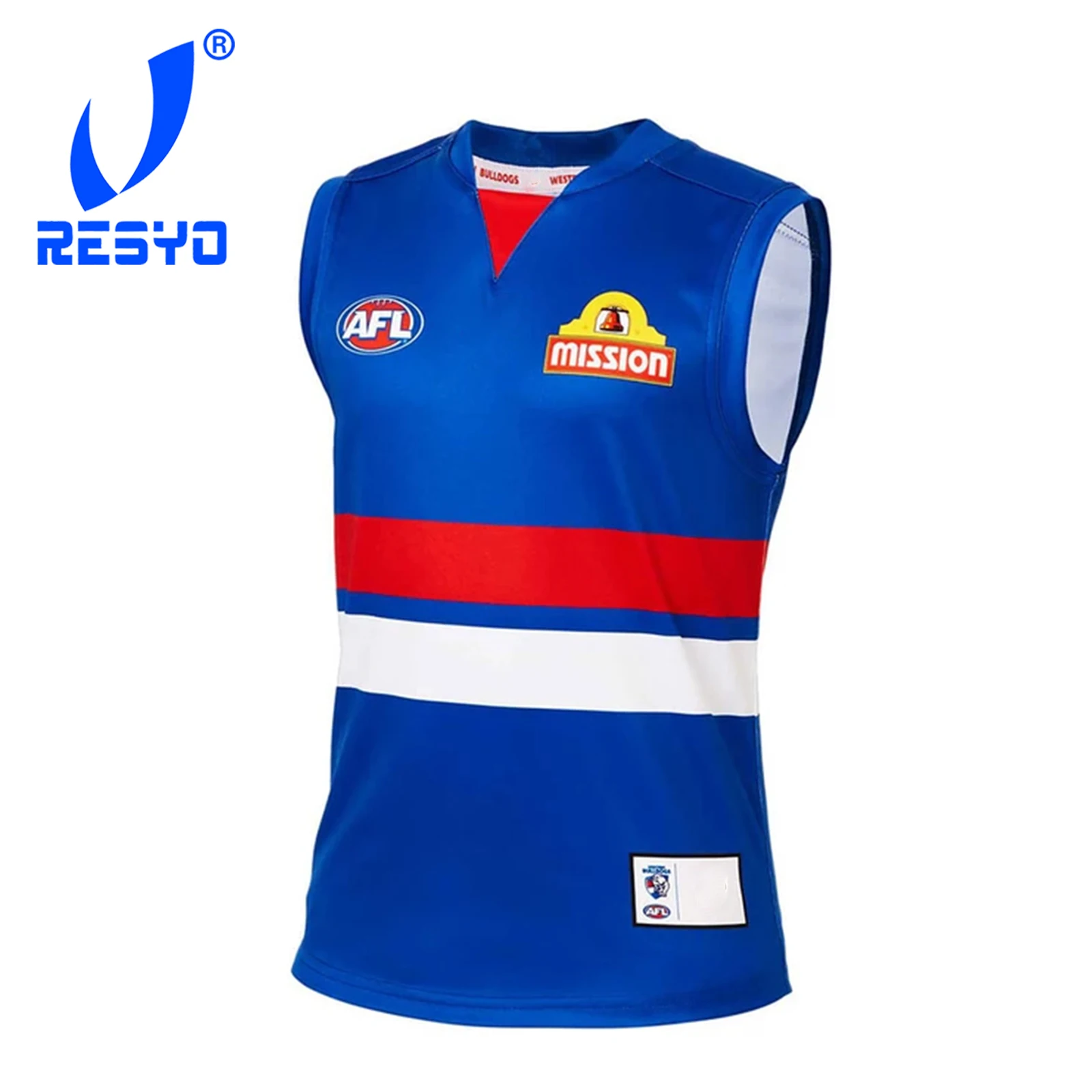 RESYO FOR Western Bulldog 2020 Authentic Men's Home Guernsey Rugby