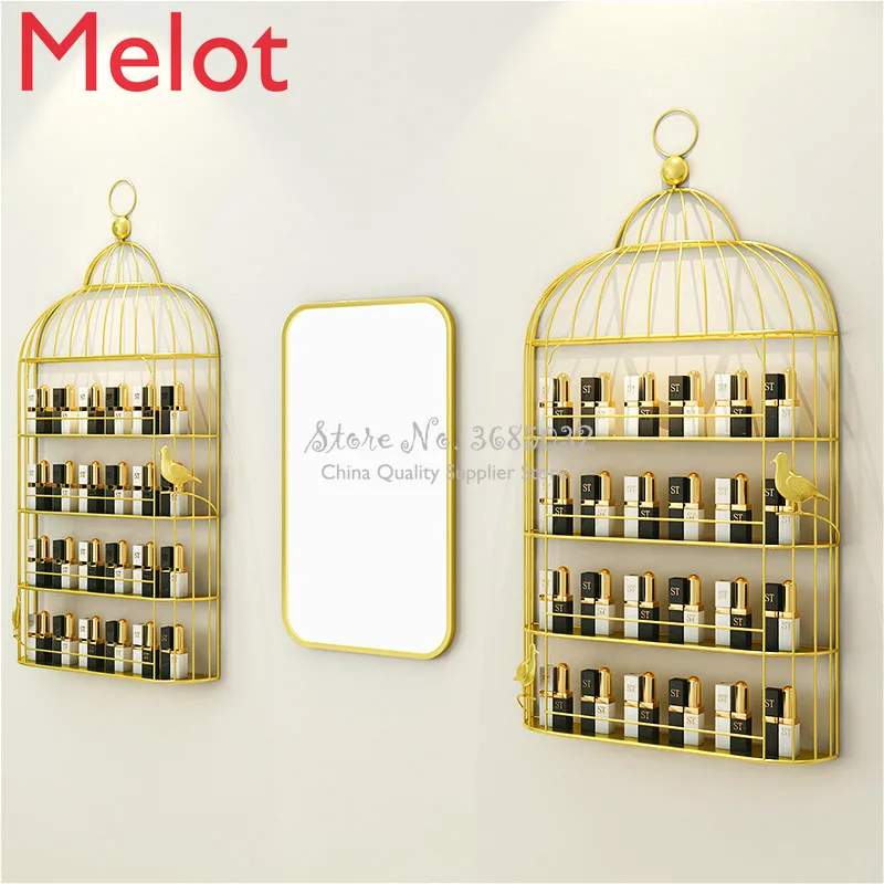 

Bird Cage Shape Nordic Wall Storage Holders for Nail Polish Manicure Shop Iron Rack Nail Oil Shelf Organizer Metal Storage Rack