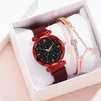 

Starry Sky Women Watch Rose Gold Luminous Quartz Watch Ladies Bracelet Set Steel Strap Clock Female Wristwatch Relogio Feminino