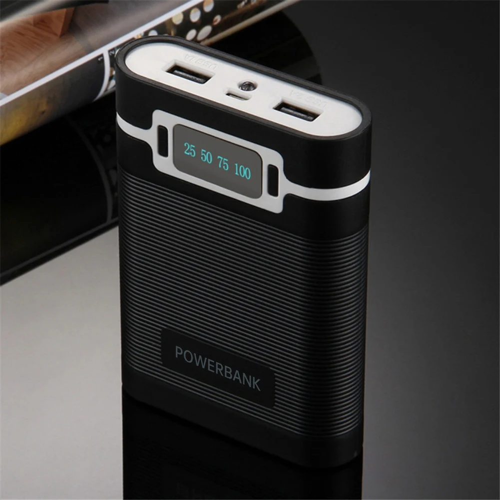 Портативный внешний аккумулятор с двумя USB-портами 4*18650 | Электроника