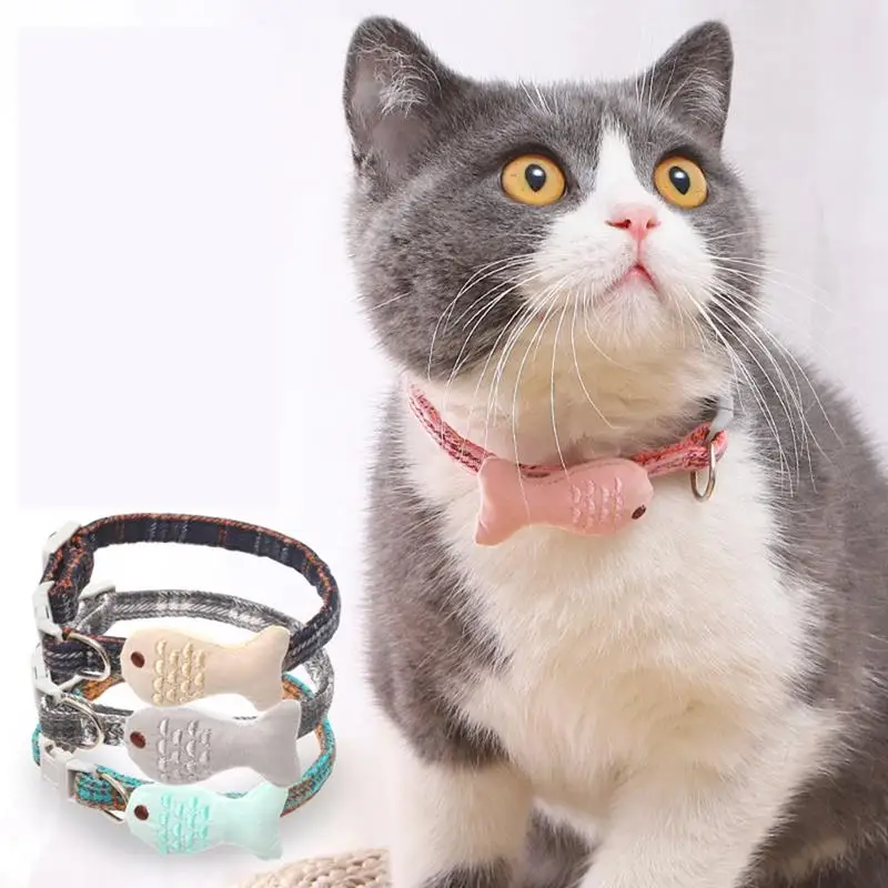 

1PC Dog Collar Adjustable Pet Collar Fish Puppy Kitten Cotton Leash Necklace With Bells Bow Design Festival Party Cat Products