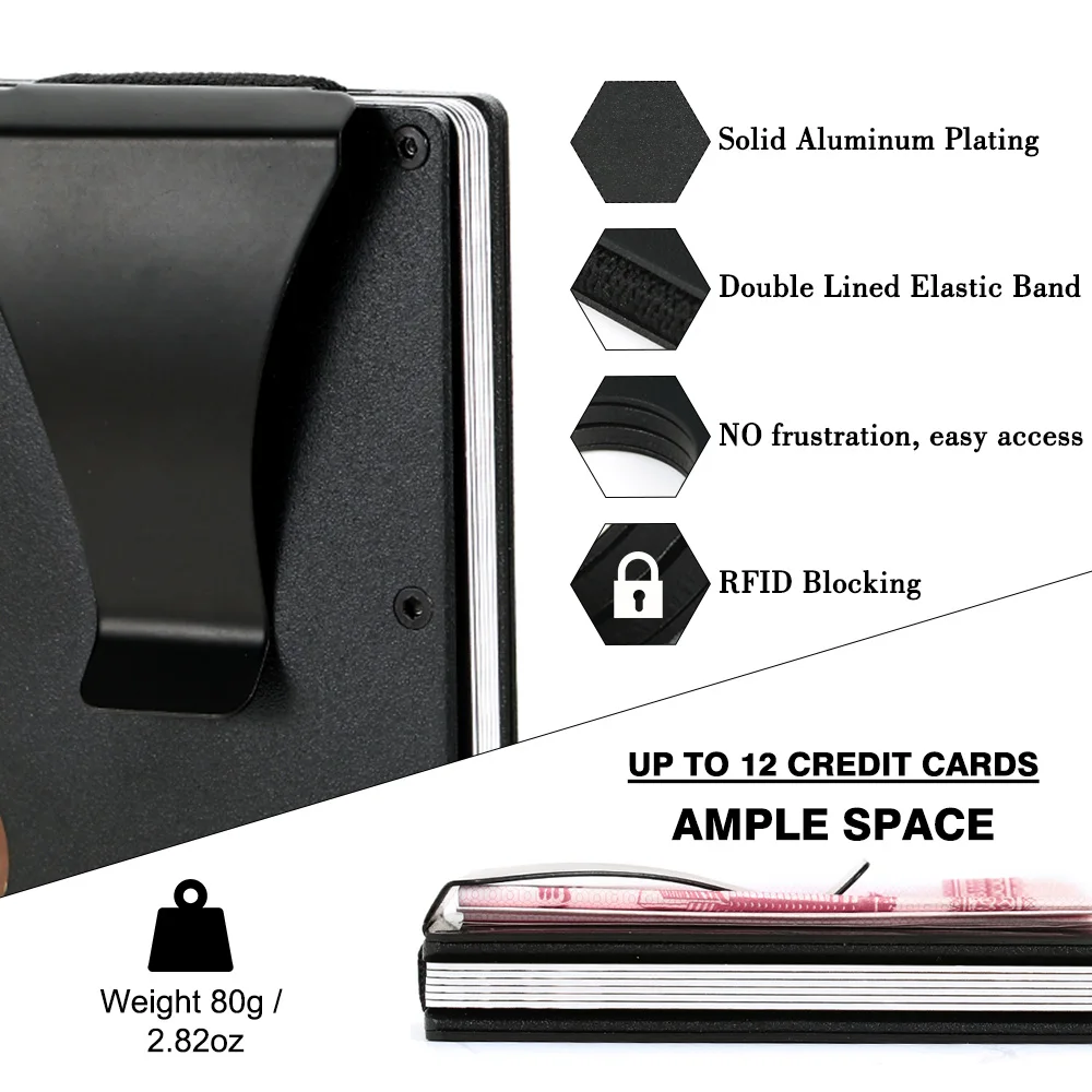 Engraving Name Credit Card Holder RFID Blocking Metal Men Wallet Purse Male Business Card Holder Carteira Masculina Billetera