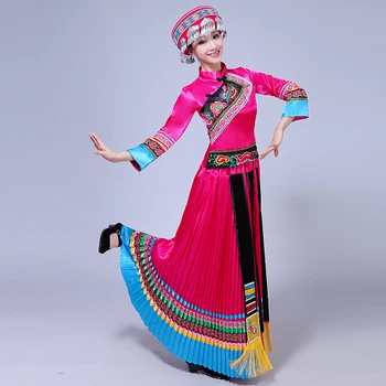 

Mongolian Dancers Women's Red Chopsticks Dance Costumes Mongolian Bowl Stage Performance Chinese Minority Dancing Clothing