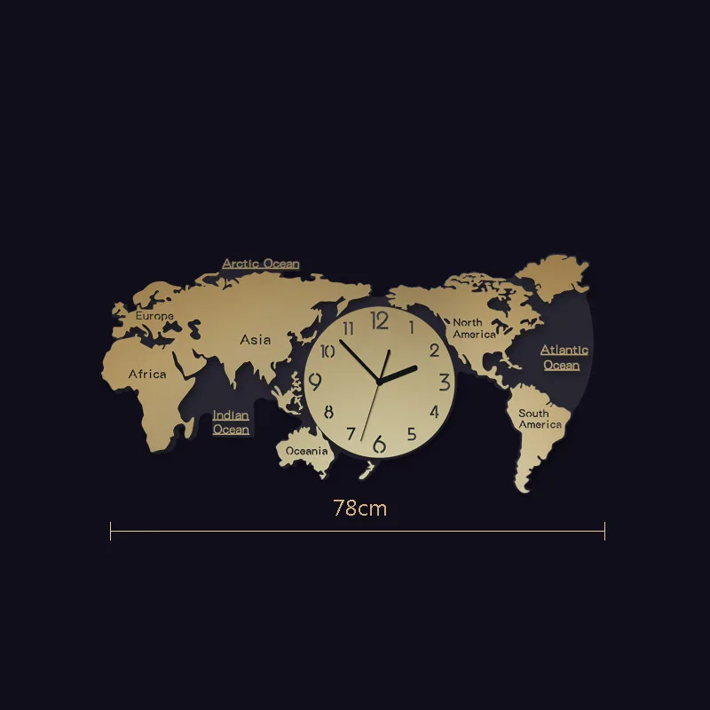 Люминесцентные простые настенные часы в скандинавском стиле, акриловые креативные модные часы с картой мира для украшения гостиной, бесшумный настенный Декор часов - Цвет: Gold mirror78x36.5cm