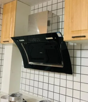 Dual-motor Range Hood Side Suction Automatic Cleaning Range Hood Kitchen Somatosensory Control Large-screen Digital Display