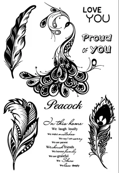 

Hot sale Peacock feather Transparent Clear Stamps / Silicone Seals Roller Stamp for DIY scrapbooking photo album/Card Making