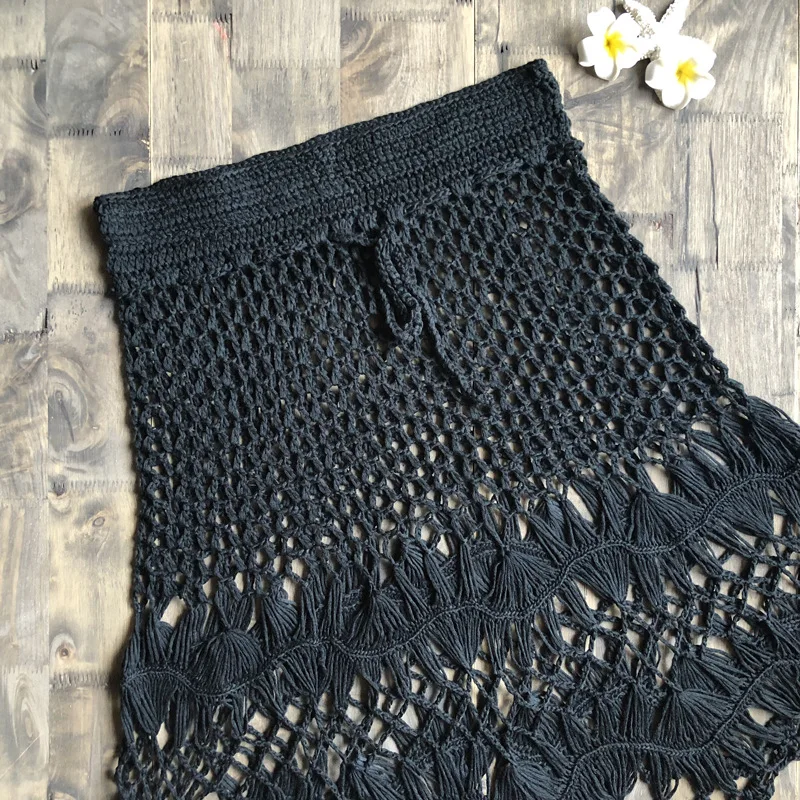 Сексуальные летние вязаные крючком купальники Цветочные BOHO мини юбки прозрачные Парео Пляжная одежда ручной работы открытая Короткая Юбка Кружевное бикини