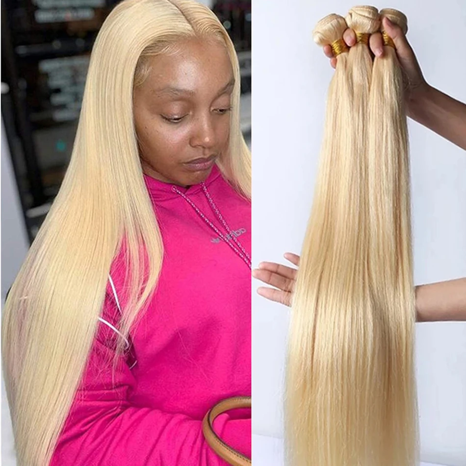 28 30 32 Inch 613 Blonde Human Hair Bundles Extension Brazilian 1 3 4 Straight Remy Weaving Weft Free Ship | Шиньоны и парики