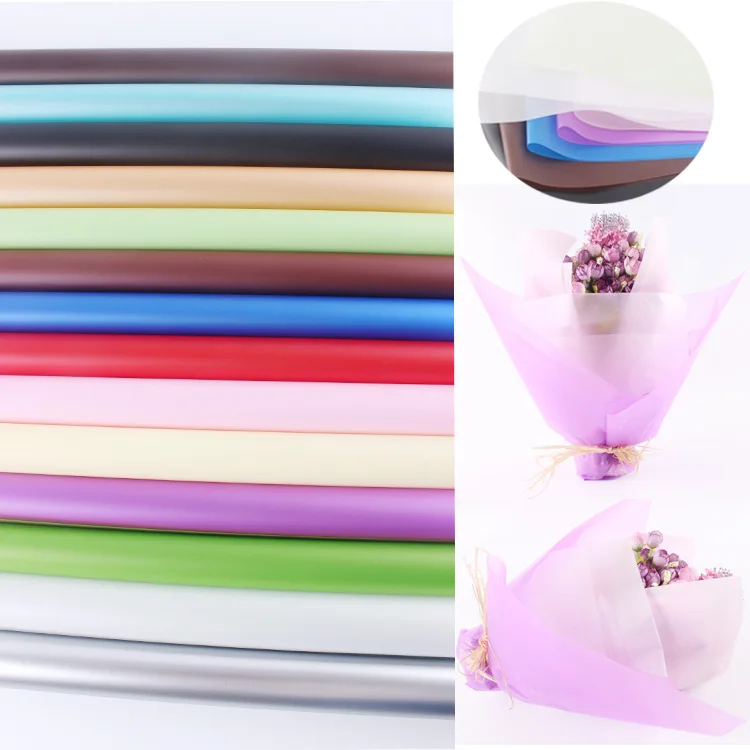 

New Style Flower Packaging Material Solid Color Printed Cellophane Color Fog Laser Printing Paper Translucent Dry Sanding Paper
