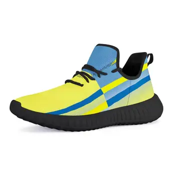 

Custom Pattern Flying Weave Men's Sneakers Platform Trainers Breathable Mesh Casual Running Shoes Banana Yellow and Blue