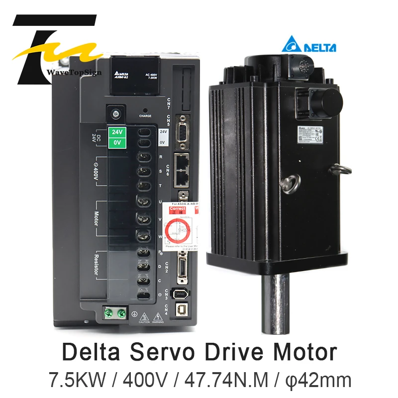 WaveTopSign Delta Servo Motor kit 7.5kW Servo Motor Kits  ASD-A2-7543-M+ECMA-L11875R3 ASD-A2-7543-E ASD-A2-7543-L 400V 47.74N.M
