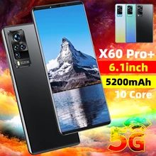 2021 Global Version X60 Pro+ Smartphone 12+512GB 5200mAh 6.1Inch Dual SIM Dual Standby Support Face ID 4G 5G Android CellPhone