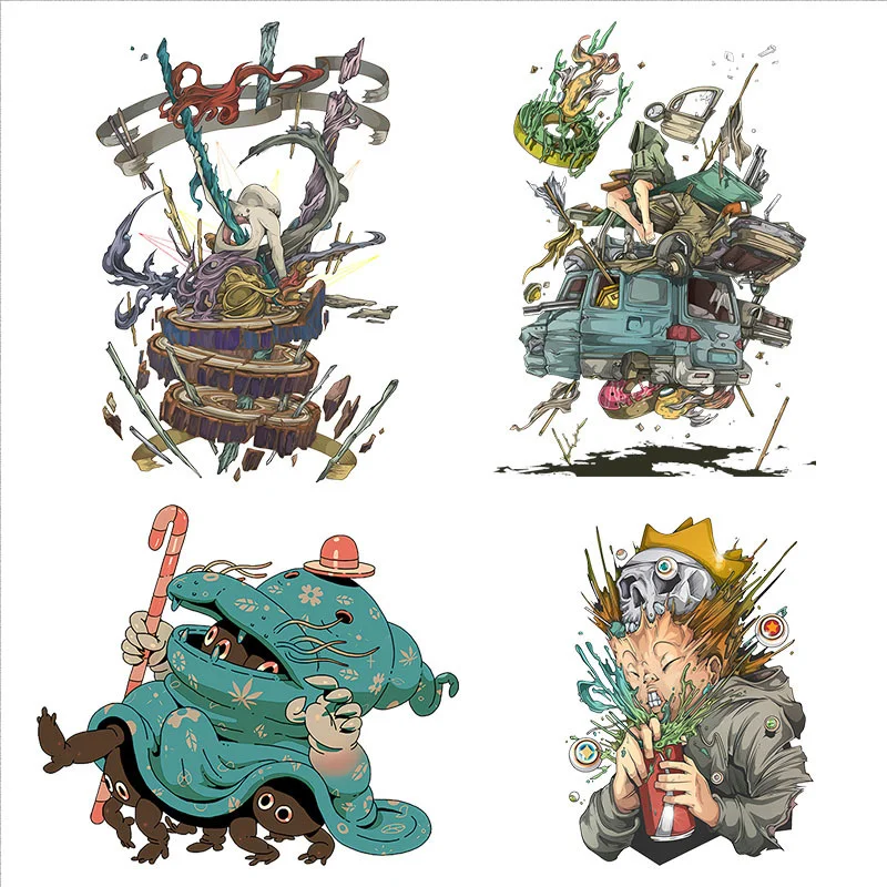 

Cartoon Anime illustration Heat transfer patches for clothing Thermo-sticker for clothes patch Friends accessories